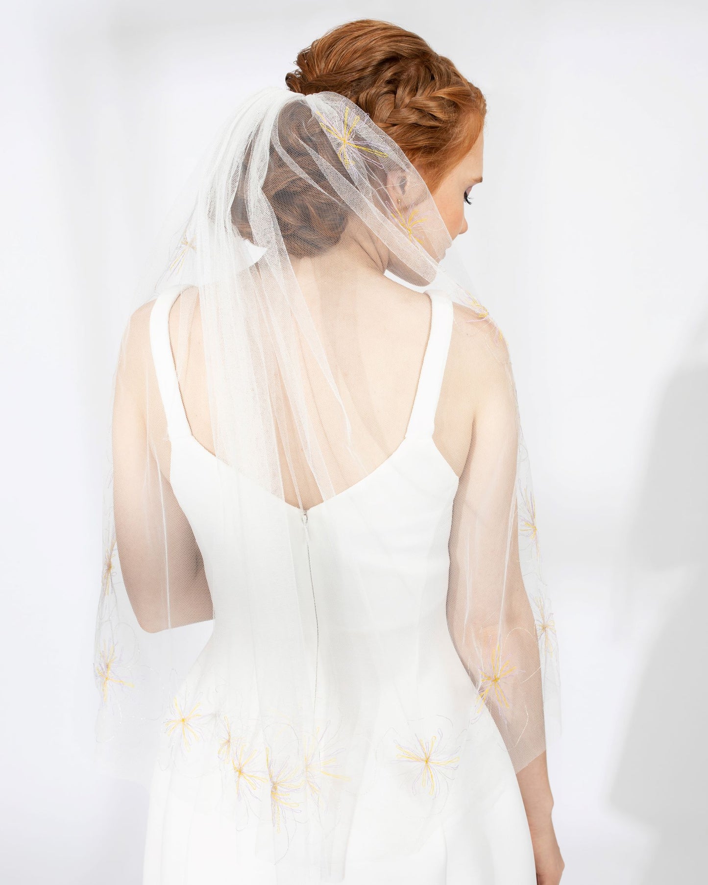 Yellow and Lilac Flowers Veil
